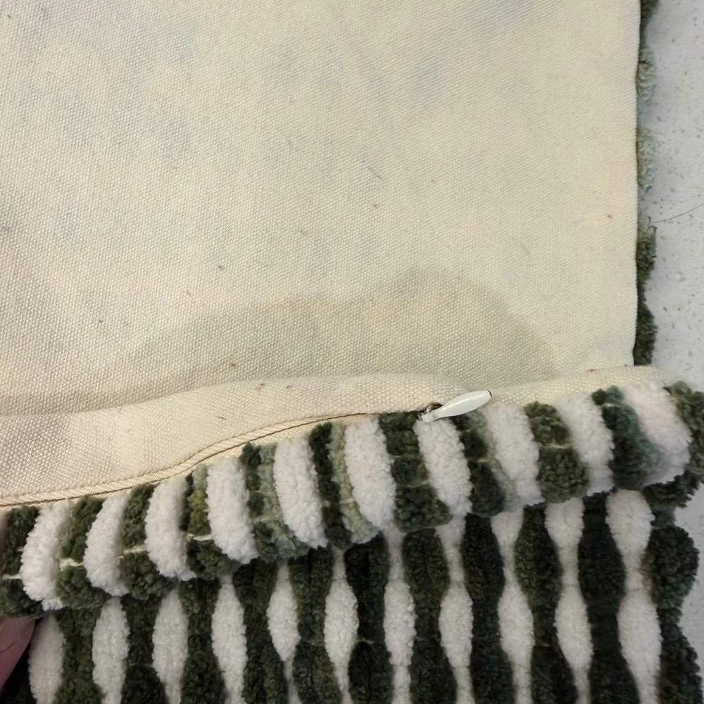 Green and White Textured Pillow Covers, Set of 2 for 18x18 Inserts